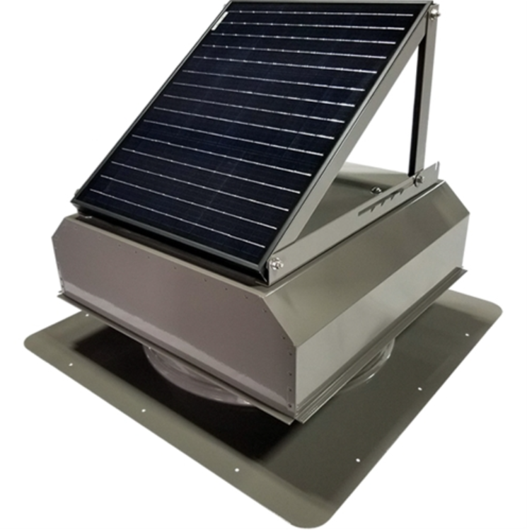 Solar Attic Breeze solar-powered attic fan mounted on a roof for attic ventilation and heat reduction