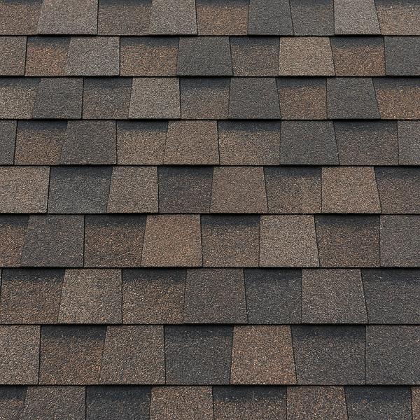 Close-up view of architectural asphalt shingles on a residential roof surface.