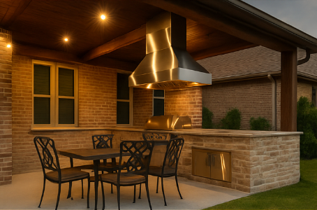 Custom covered patio and outdoor kitchen for residential outdoor living