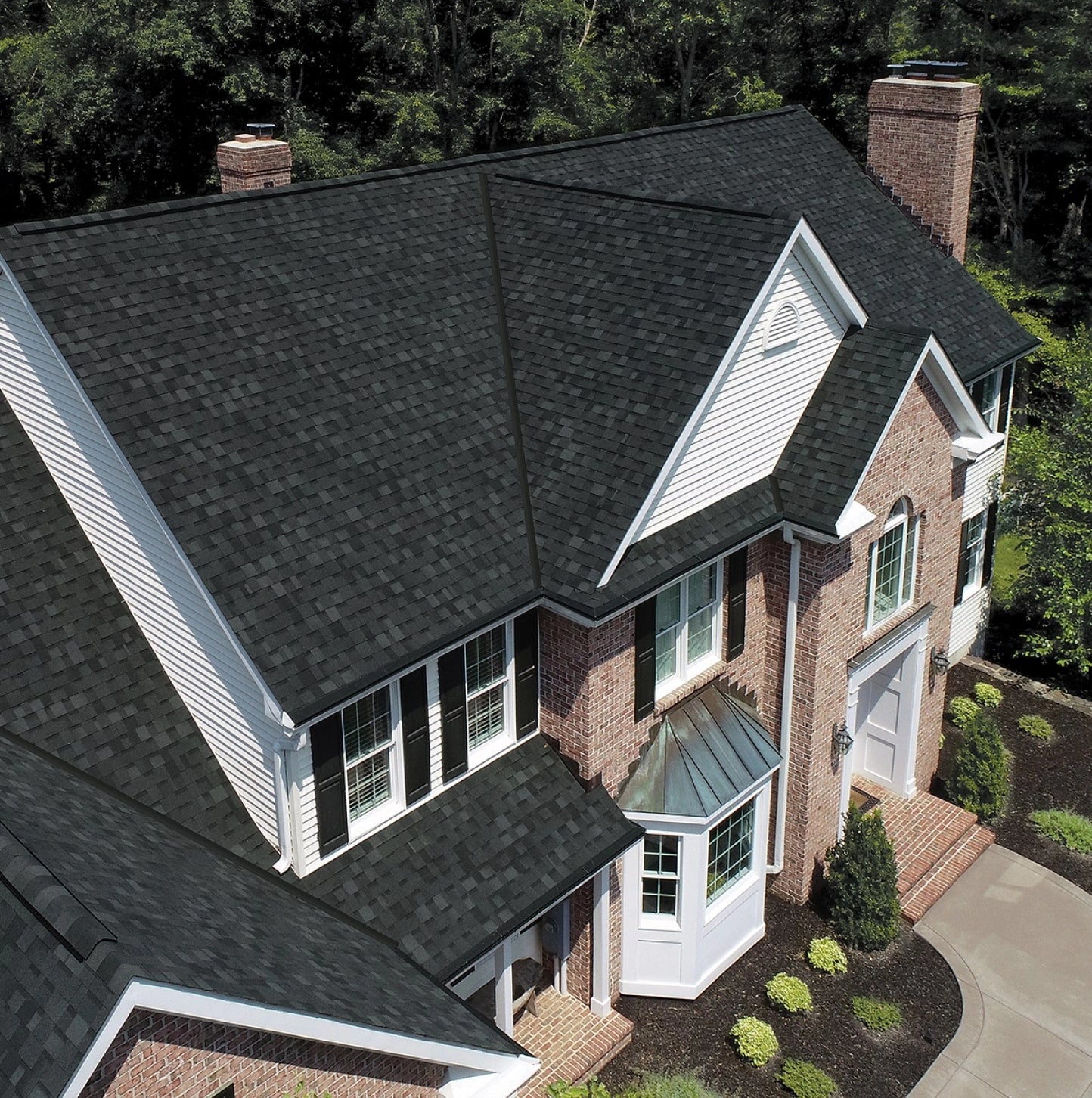 Newly installed residential roof completed.